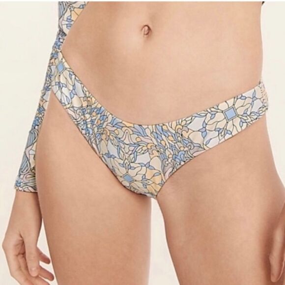 NWT J.Crew Active curved-waist cheeky bikini bottom in kaleidoscope print size S - Picture 1 of 9